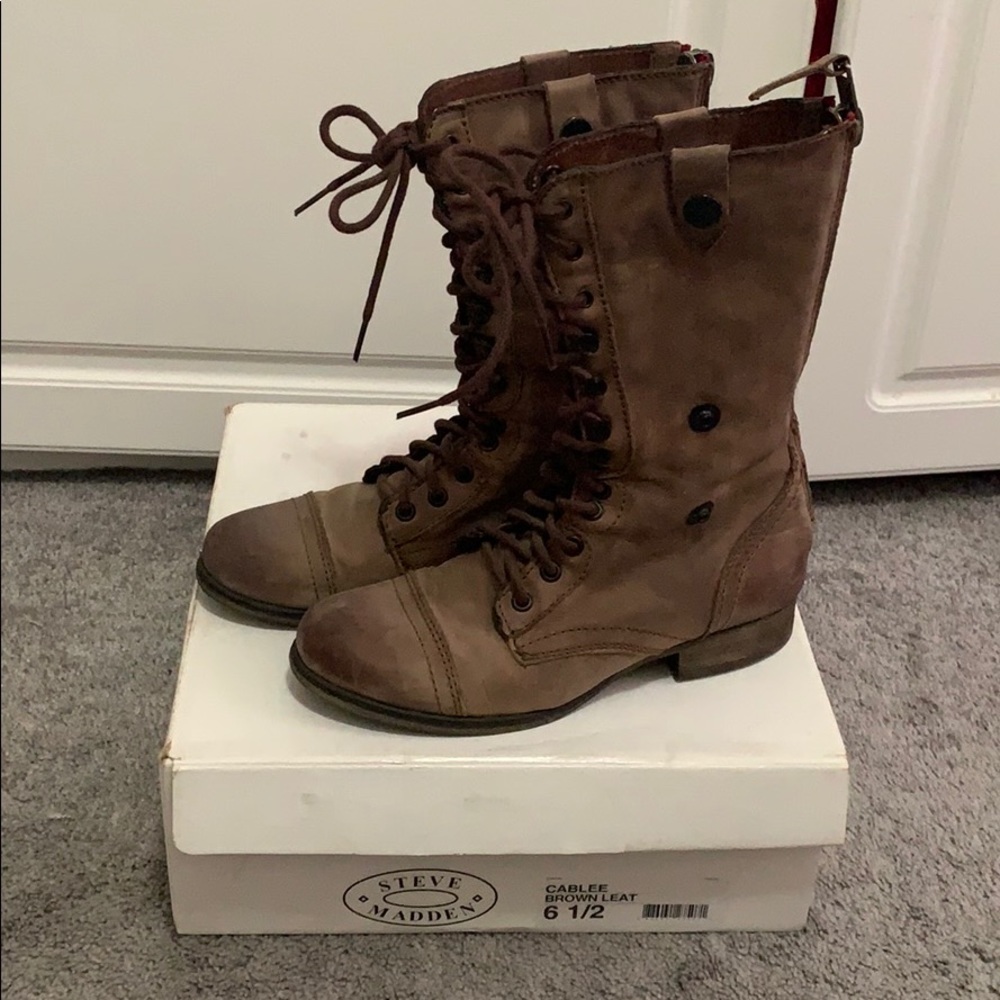 Steve Madden cablee brown leather boots sz 6.5